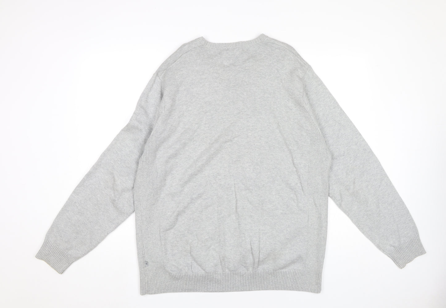 Morley Men’s Grey Cotton V-Neck Pullover Jumper Size L