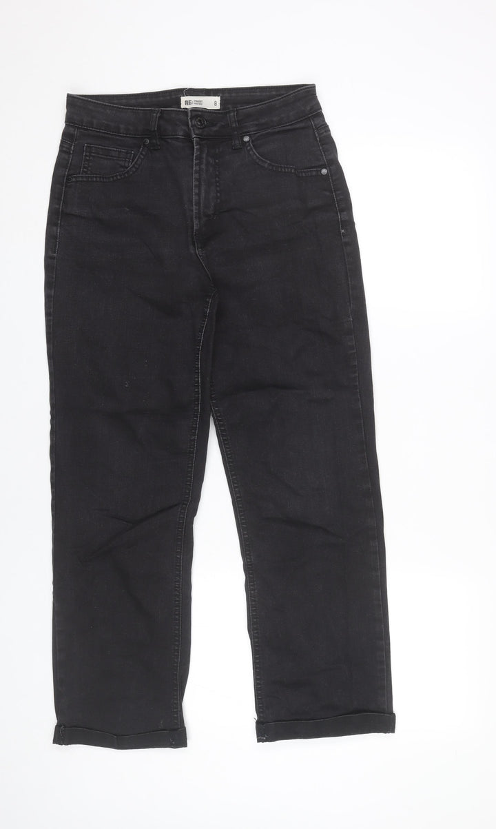 RE: Women’s Black Straight High Rise Stretch Jeans Size 8 Regular