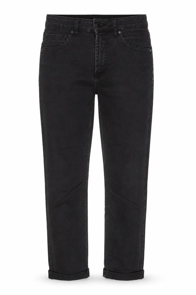 Front view of RE: Women’s Black Straight High Rise Stretch Jeans, size UK 8, Regular