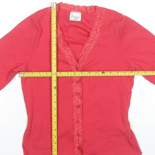Lavender Hill Women’s Red Wrap Blouse UK 14 Long Sleeve Cotton