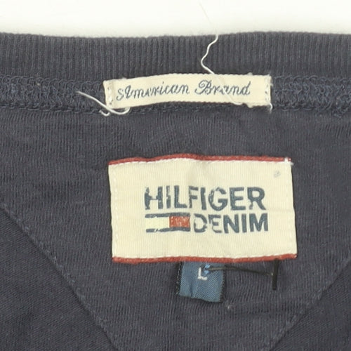 Hilfiger Denim Men's Blue Long Sleeve Graphic T-Shirt Size L