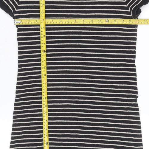 Forever 21 Women Black Striped Short Sleeve T-Shirt Dress Size S