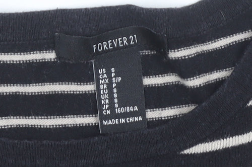Forever 21 Women Black Striped Short Sleeve T-Shirt Dress Size S