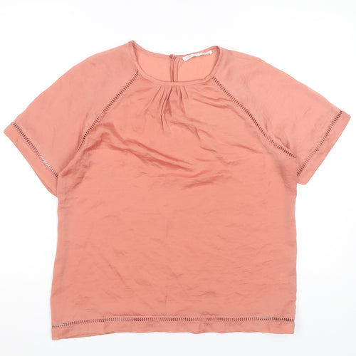 Violet + Claire Womens Pink Blouse Top M Short Sleeve Crew Neck Polyester