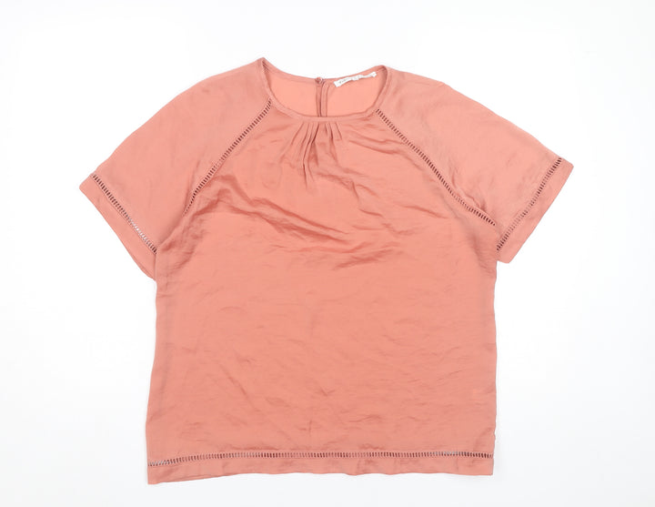 Violet + Claire Womens Pink Blouse Top M Short Sleeve Crew Neck Polyester