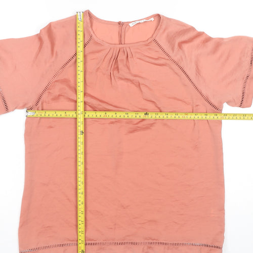 Violet + Claire Womens Pink Blouse Top M Short Sleeve Crew Neck Polyester