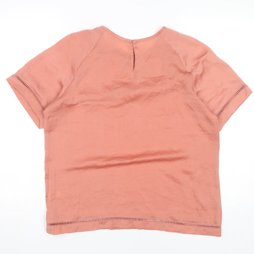 Violet + Claire Womens Pink Blouse Top M Short Sleeve Crew Neck Polyester