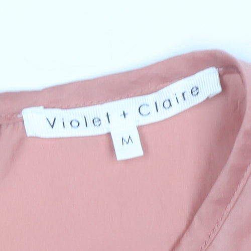 Violet + Claire Womens Pink Blouse Top M Short Sleeve Crew Neck Polyester