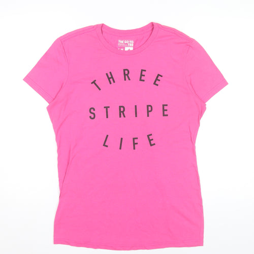 Adidas Womens Pink L T-Shirt Crew Neck Short Sleeve Sports Tee