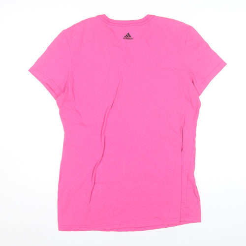 Adidas Womens Pink L T-Shirt Crew Neck Short Sleeve Sports Tee