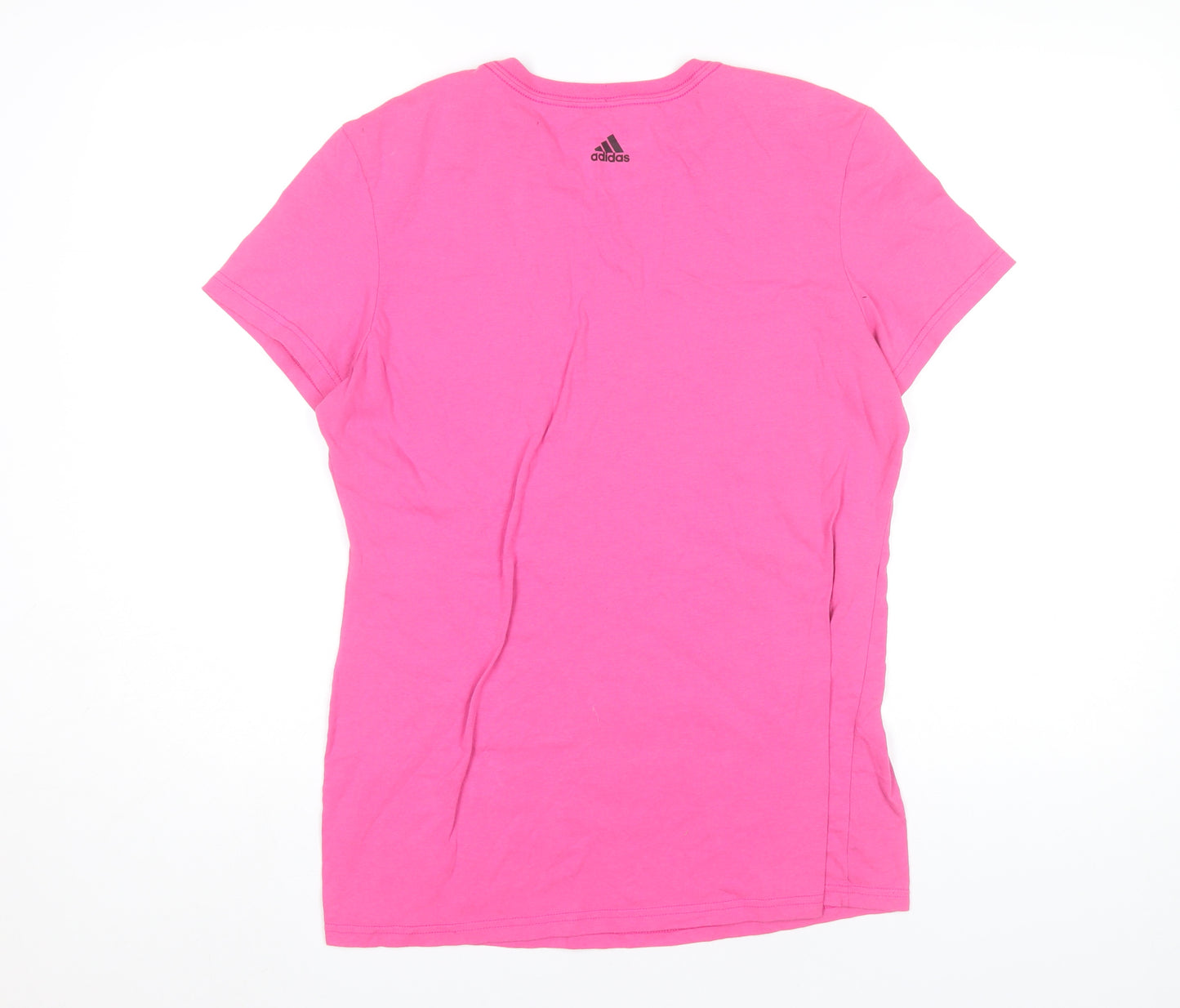 Adidas Womens Pink L T-Shirt Crew Neck Short Sleeve Sports Tee