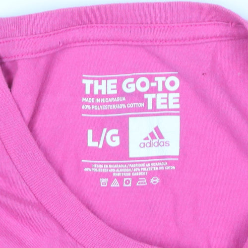 Adidas Womens Pink L T-Shirt Crew Neck Short Sleeve Sports Tee