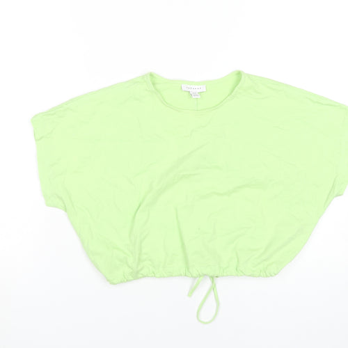 Topshop Women Green Size 10 Cropped Cotton T-Shirt