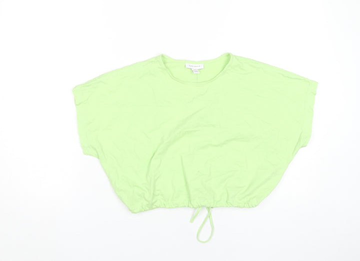 Topshop Women Green Size 10 Cropped Cotton T-Shirt