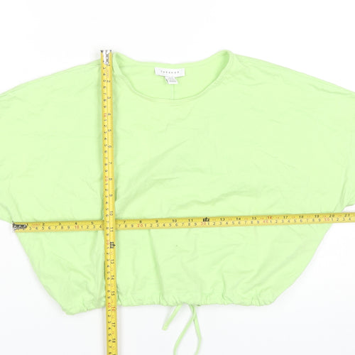 Topshop Women Green Size 10 Cropped Cotton T-Shirt