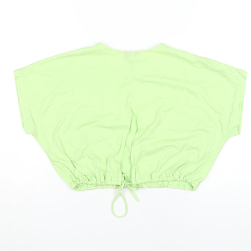 Topshop Women Green Size 10 Cropped Cotton T-Shirt