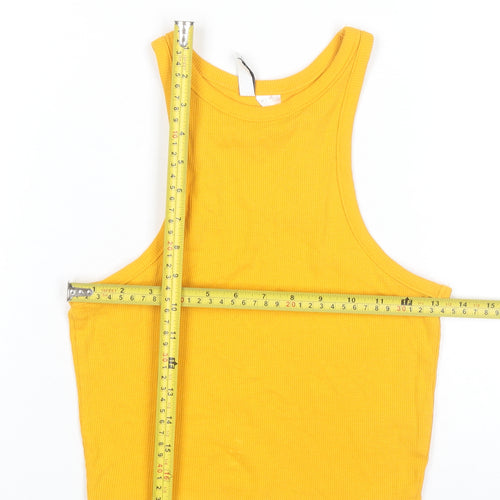 H&M Divided Womens Yellow Basic Tank Top Size 8 Slim Fit