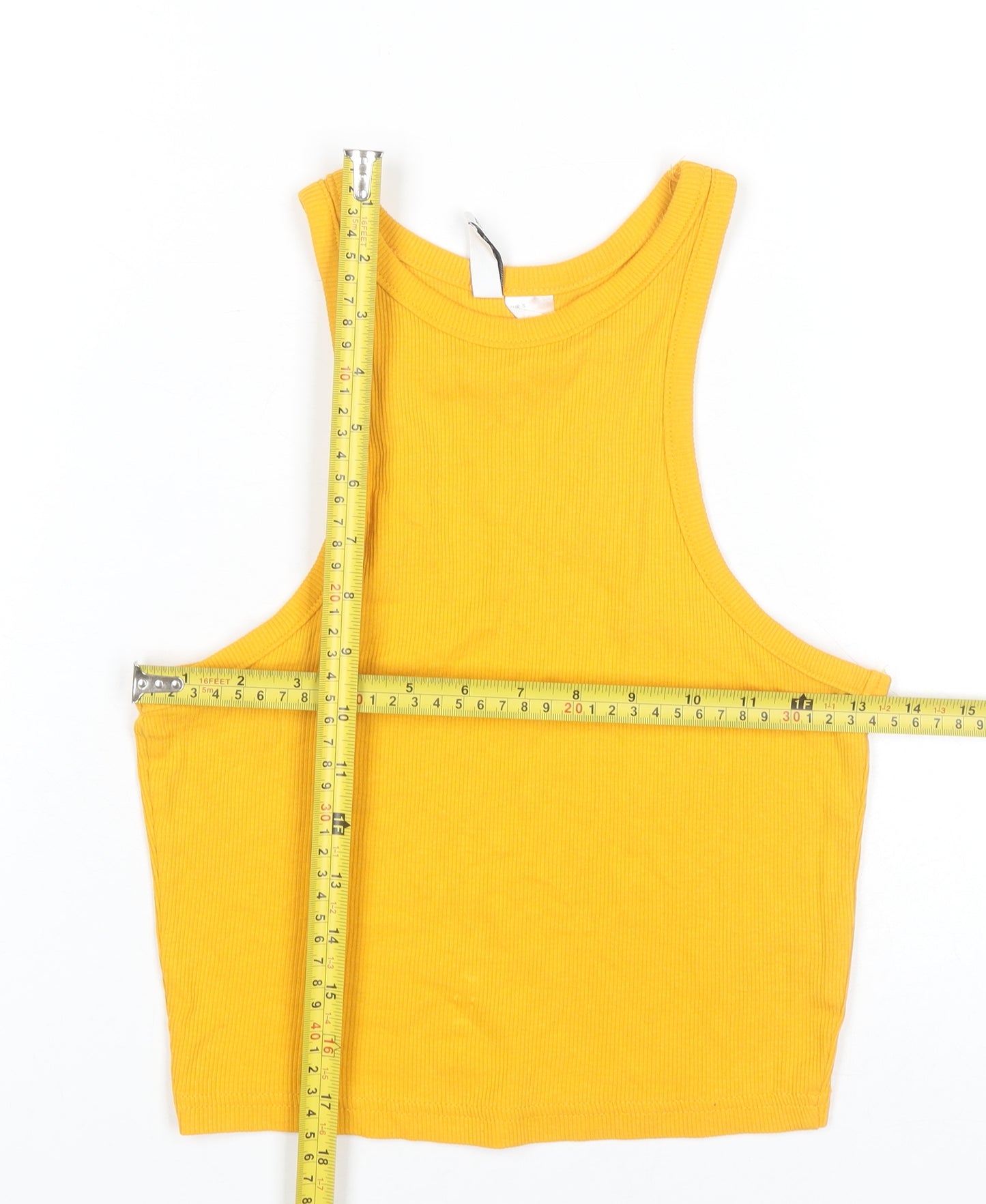 H&M Divided Womens Yellow Basic Tank Top Size 8 Slim Fit