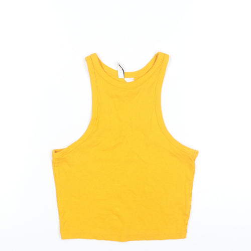 H&M Divided Womens Yellow Basic Tank Top Size 8 Slim Fit