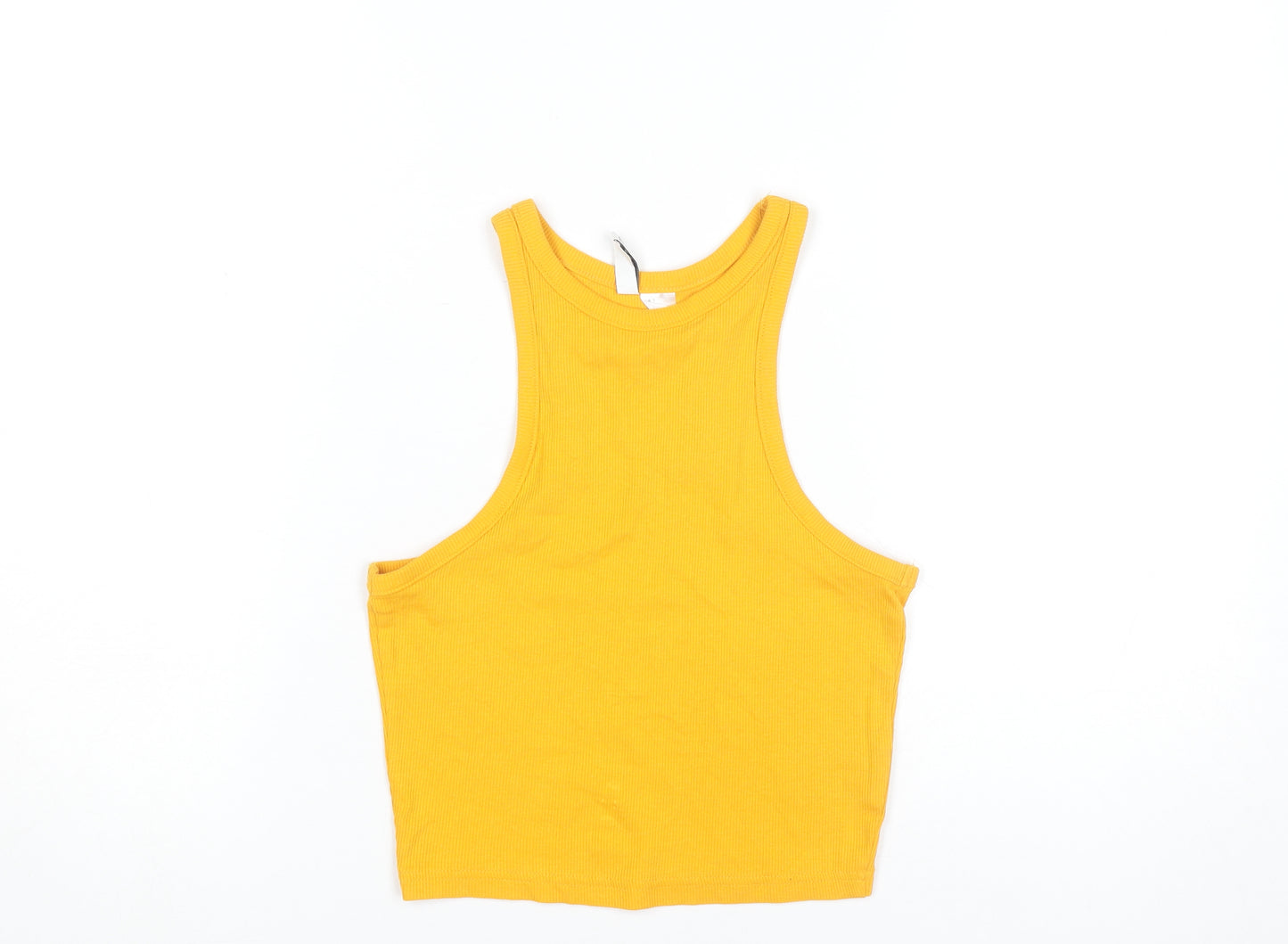 H&M Divided Womens Yellow Basic Tank Top Size 8 Slim Fit