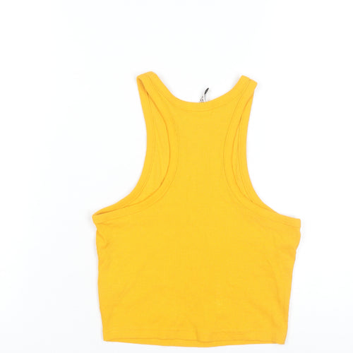 H&M Divided Womens Yellow Basic Tank Top Size 8 Slim Fit