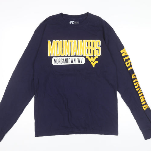 Russell Unisex Blue Long Sleeve University T-Shirt M