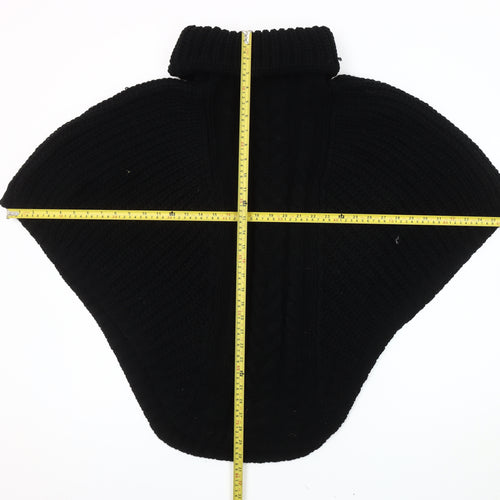 Accessorize Women’s Black Knit Cape Roll Neck Jumper S Wool Blend