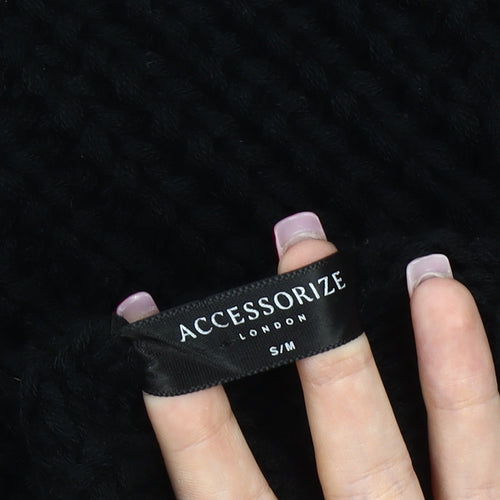 Accessorize Women’s Black Knit Cape Roll Neck Jumper S Wool Blend