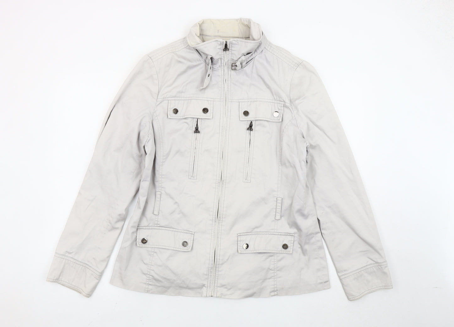Zara Women Beige XL Basic Jacket Cotton Blend Casual Travel
