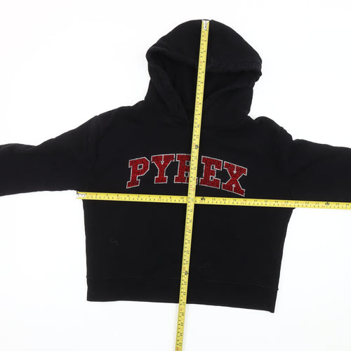 Pyrex Girls Black L Pullover Hoodie Rhinestone Logo Fleece Casual