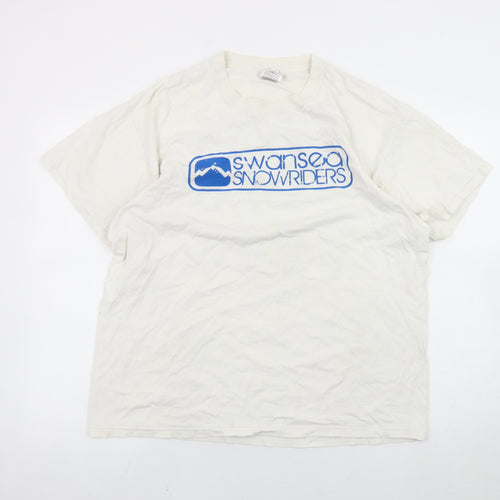 Fruit of the Loom Men's White Swansea Snowriders T-Shirt L Short Sleeve