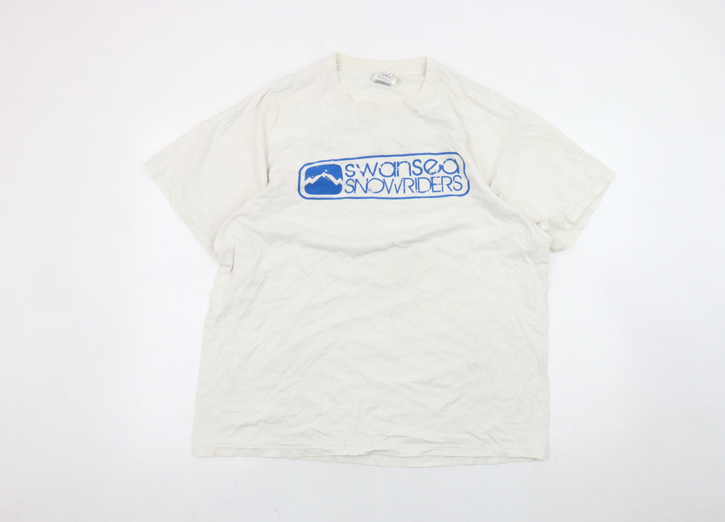 Fruit of the Loom Men's White Swansea Snowriders T-Shirt L Short Sleeve