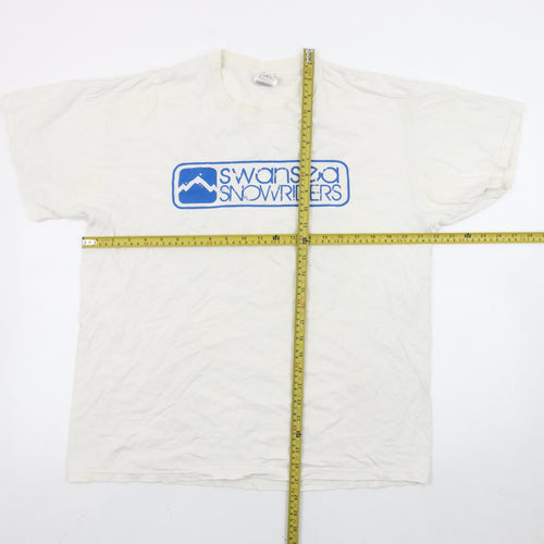Fruit of the Loom Men's White Swansea Snowriders T-Shirt L Short Sleeve
