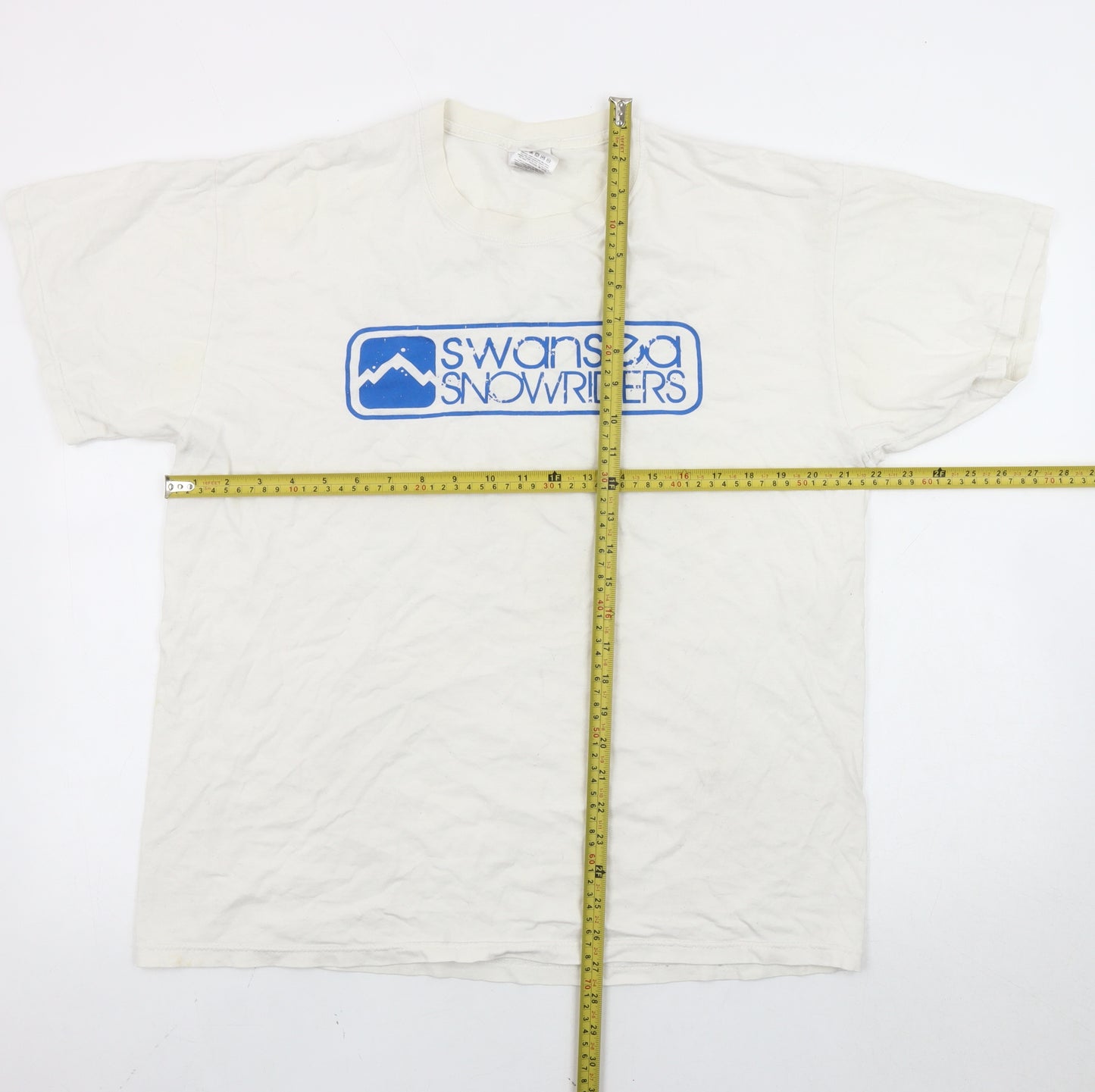 Fruit of the Loom Men's White Swansea Snowriders T-Shirt L Short Sleeve