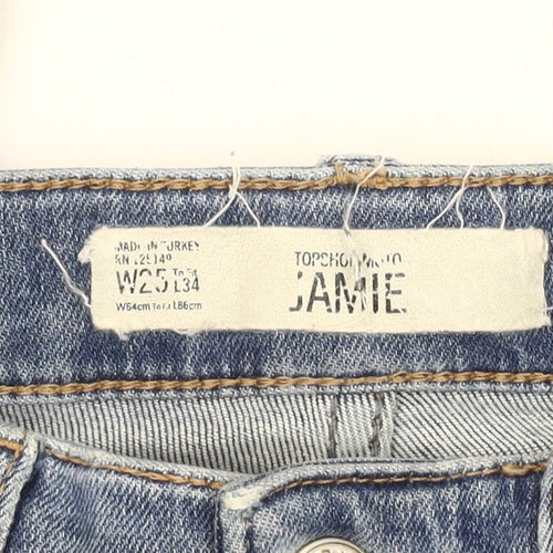 Topshop Women’s Blue Jamie Skinny Jeans Size 8 W25 L34 Distressed Denim