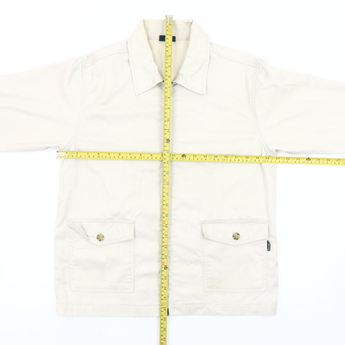 Stone River Women Beige Cotton Jacket Size 14 Basic Collared Zip Casual