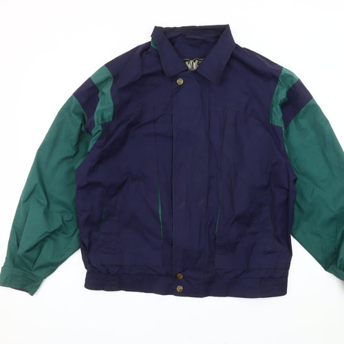 City Dream Men's Blue Green Bomber Jacket Size M Retro 90s Casual