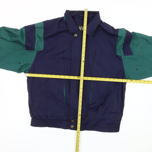 City Dream Men's Blue Green Bomber Jacket Size M Retro 90s Casual
