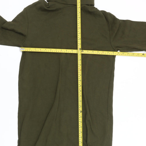Zara Women Green Roll Neck Shift Dress Size M Knee Length 3/4 Sleeve