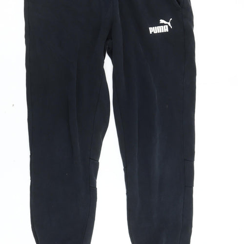 Puma Mens Black Jogger Sweatpants M Regular Fit Fleece Activewear