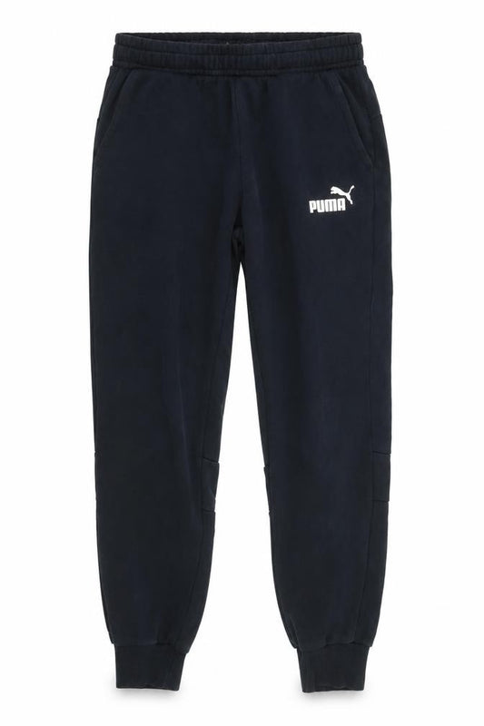 Front view of Puma men’s black jogger sweatpants m regular fit fleece activewear