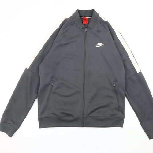 Nike Men Grey Track Jacket L Full Zip Polyester Sportswear