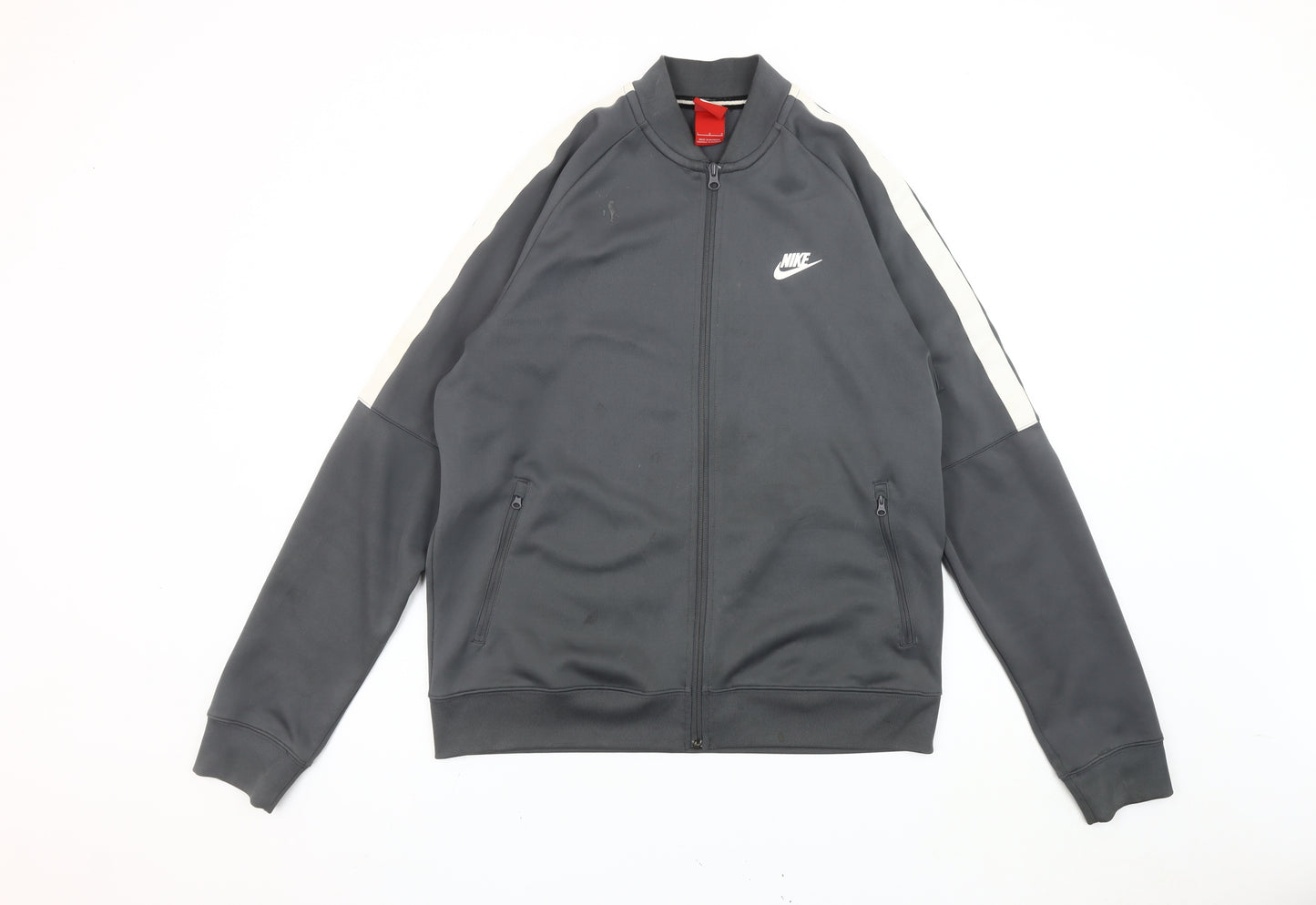 Nike Men Grey Track Jacket L Full Zip Polyester Sportswear