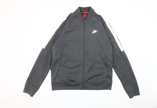 Nike Men Grey Track Jacket L Full Zip Polyester Sportswear