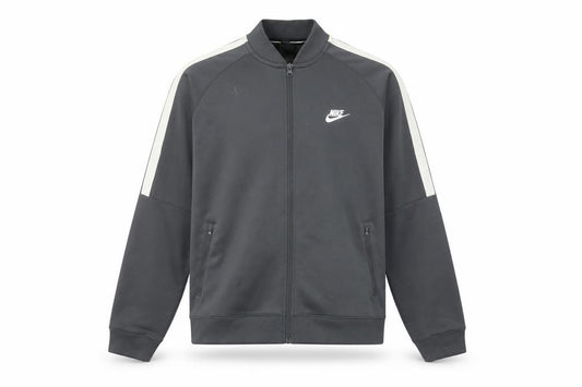 Front view of Nike Men Grey Track Jacket L Full Zip Polyester Sportswear