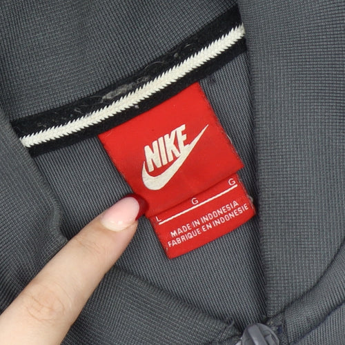 Nike Men Grey Track Jacket L Full Zip Polyester Sportswear