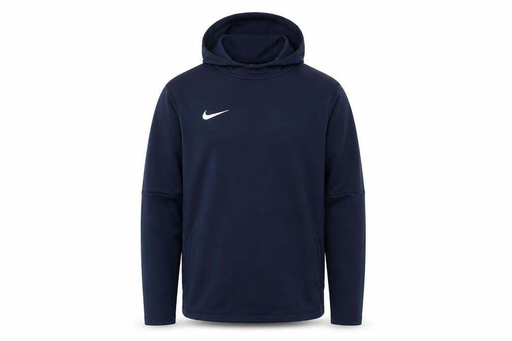 Front view of Nike Teens Blue XL Pullover Hoodie Dri-Fit Sportswear