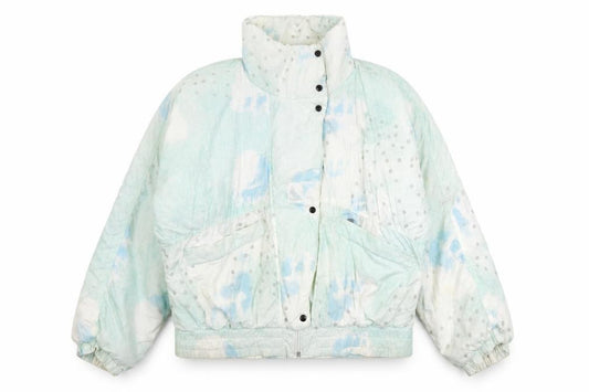 Front view of Luhkka women’s multicoloured, size UK 12, retro polka dot puffer jacket