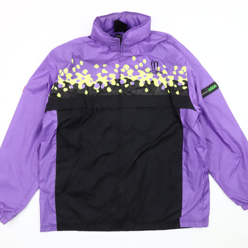 George Mens Purple Black Windbreaker Jacket L Manchester 2002 Retro Sports