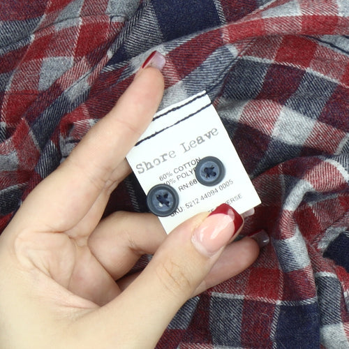 Shore Leave Mens Red Blue Check Flannel Shirt Size L Long Sleeve
